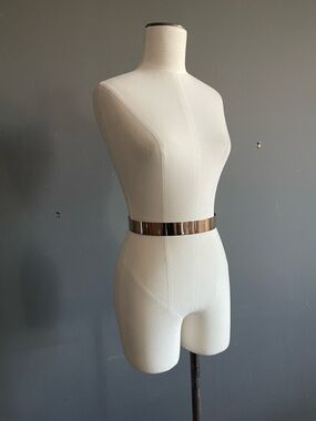 Vintage Gold Metal Waist Belt Sculptural Minimalist Chain Back Glam Art to Wear